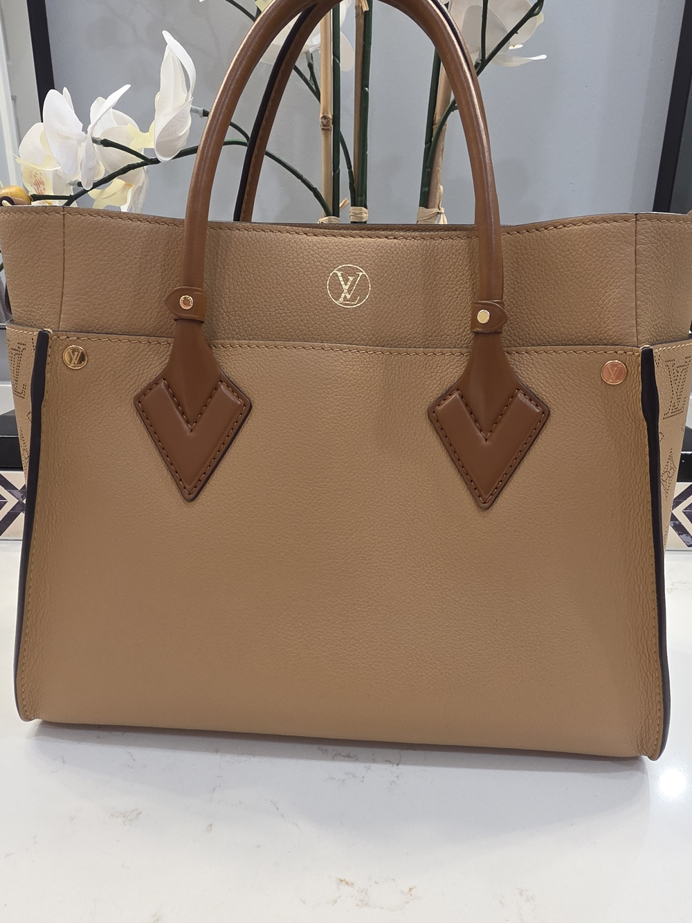 Louis Vuitton Tan and Brown Leather Satchel with Gold Hardware - Picture 2 of 15
